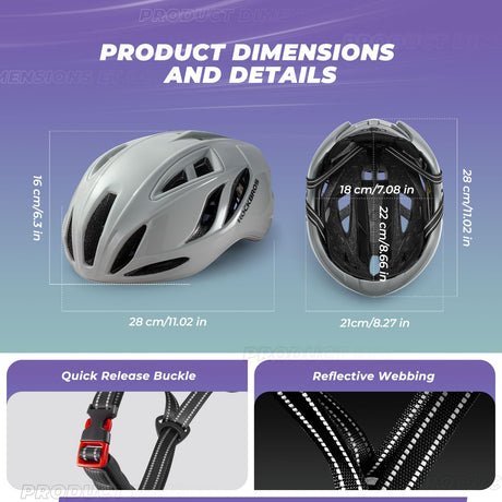 ROCKBROS Fahrradhelm – Einstellbar 58-62cm mit modernem Sicherheitsdesign