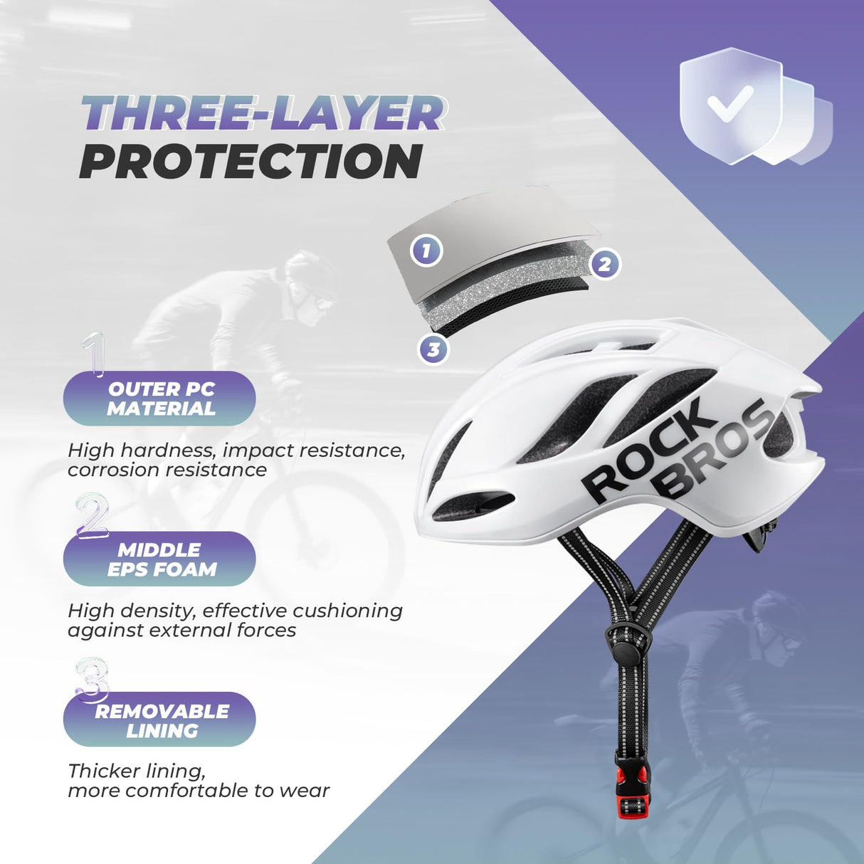 ROCKBROS Fahrradhelm – Einstellbar 58-62cm mit modernem Sicherheitsdesign