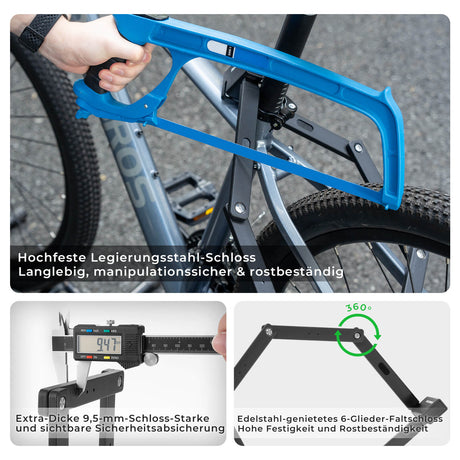 ROCKBROS Faltschloss Fahrradschloss 104 cm Faltbares