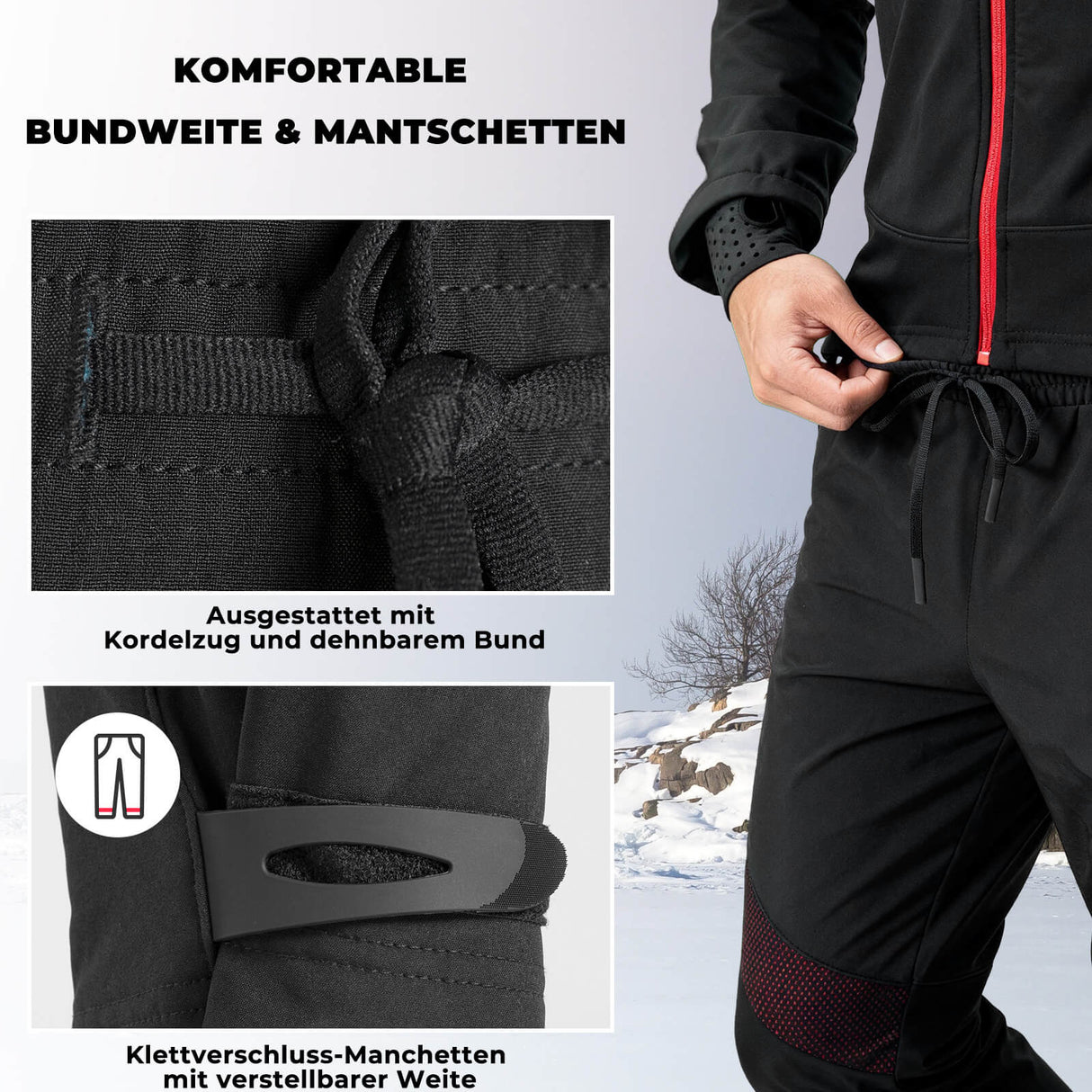 ROCKBROS Lange Fahrradhose Herren Winter Radhose Winddicht Warm - ROCKBROS-EU