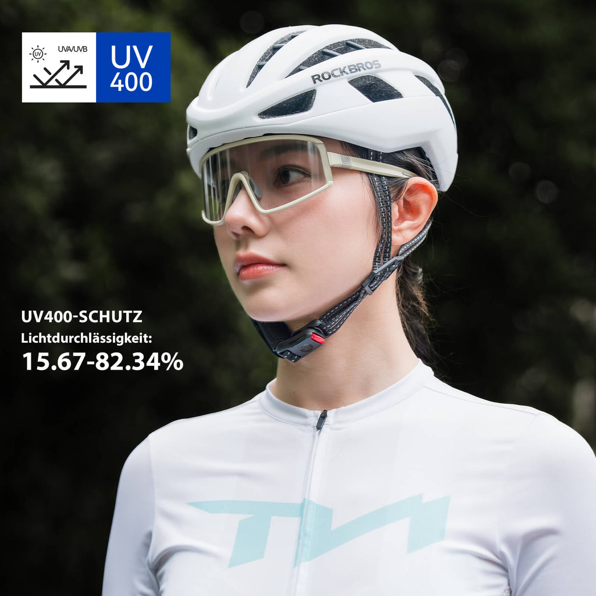 ROCKBROS Anti-Beschlag Sonnenbrille Selbsttönend UV400 Schutz Herren/Damen-Gelb-Weiß