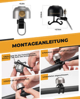 ROCKBROS Fahrradklingel Klassisch Retro Fahrradglocke Laut Klingel für 22-34mm
