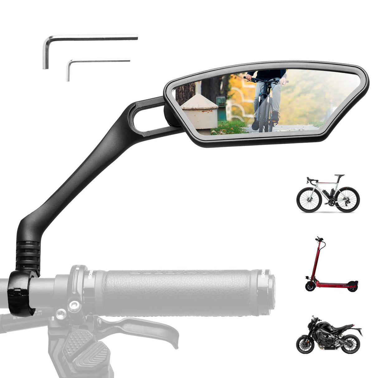 ROCKBROS Fahrradspiegel Rückspiegel HD Edelstahl Spiegel 360 ° Verstellbarer für Lenker 21-26mm für Mountainbike, Rennräder