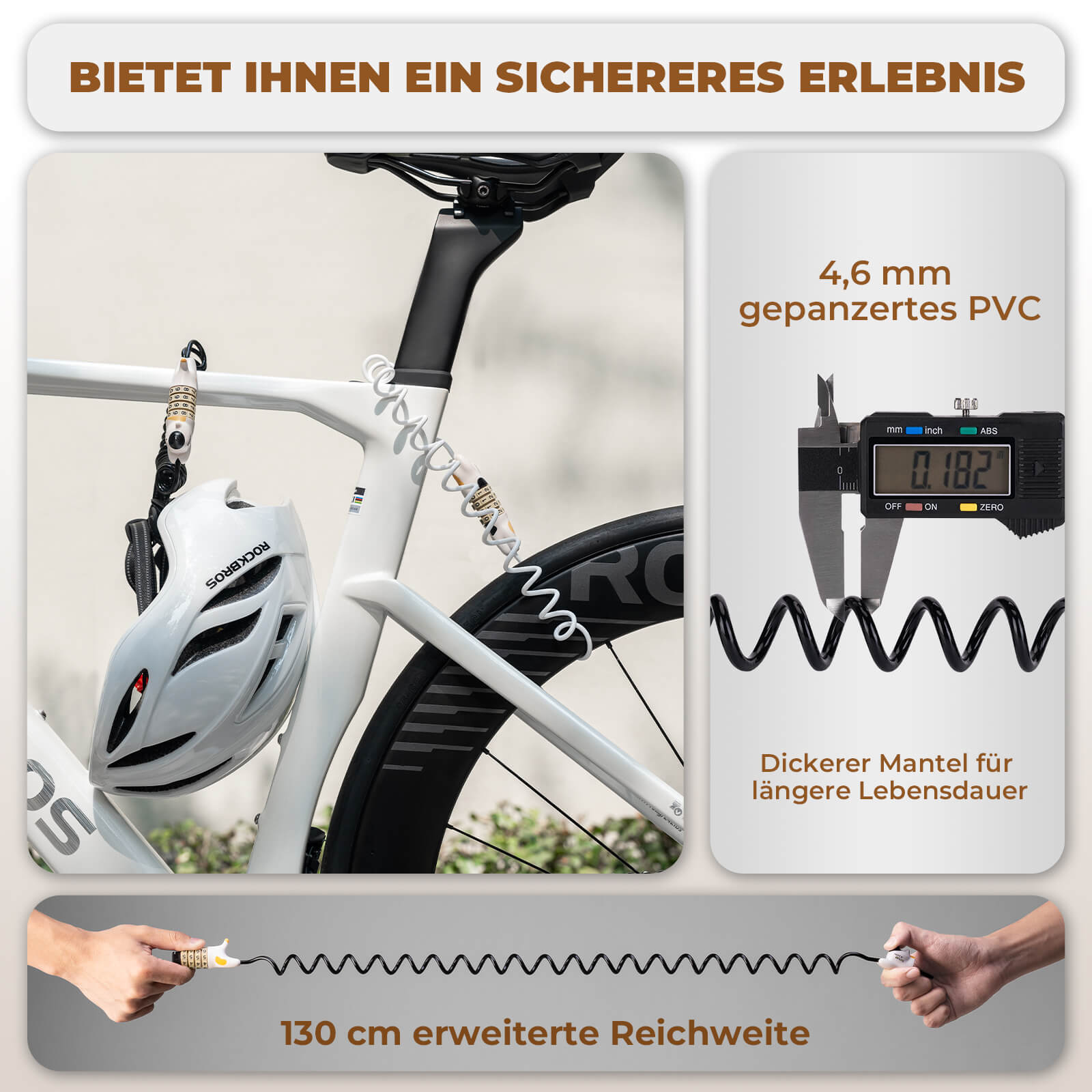 ROCKBROS Multifunktional Fahrradschloss Kinder Zahlenschloss Helmschloss