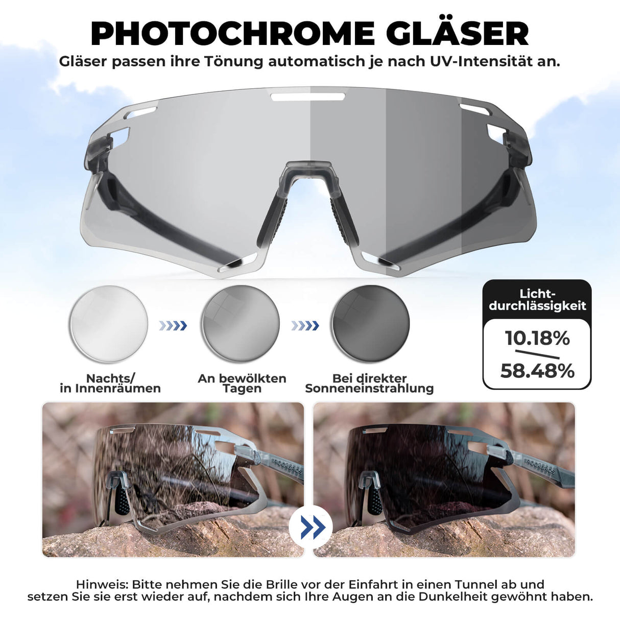 ROCKBROS Sonnenbrille Winddichte Fahrradbrille für Outdoor-Sportarten - ROCKBROS-EU