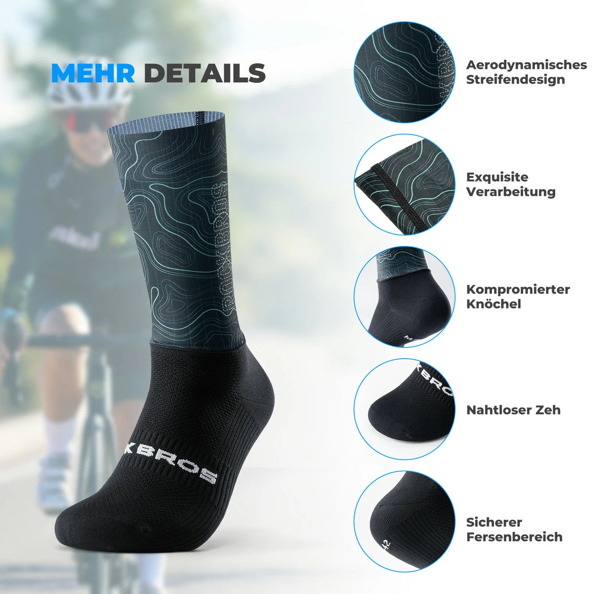 ROCKBROS Rennrad Socken – Moderat komprimierende Fahrradsocken