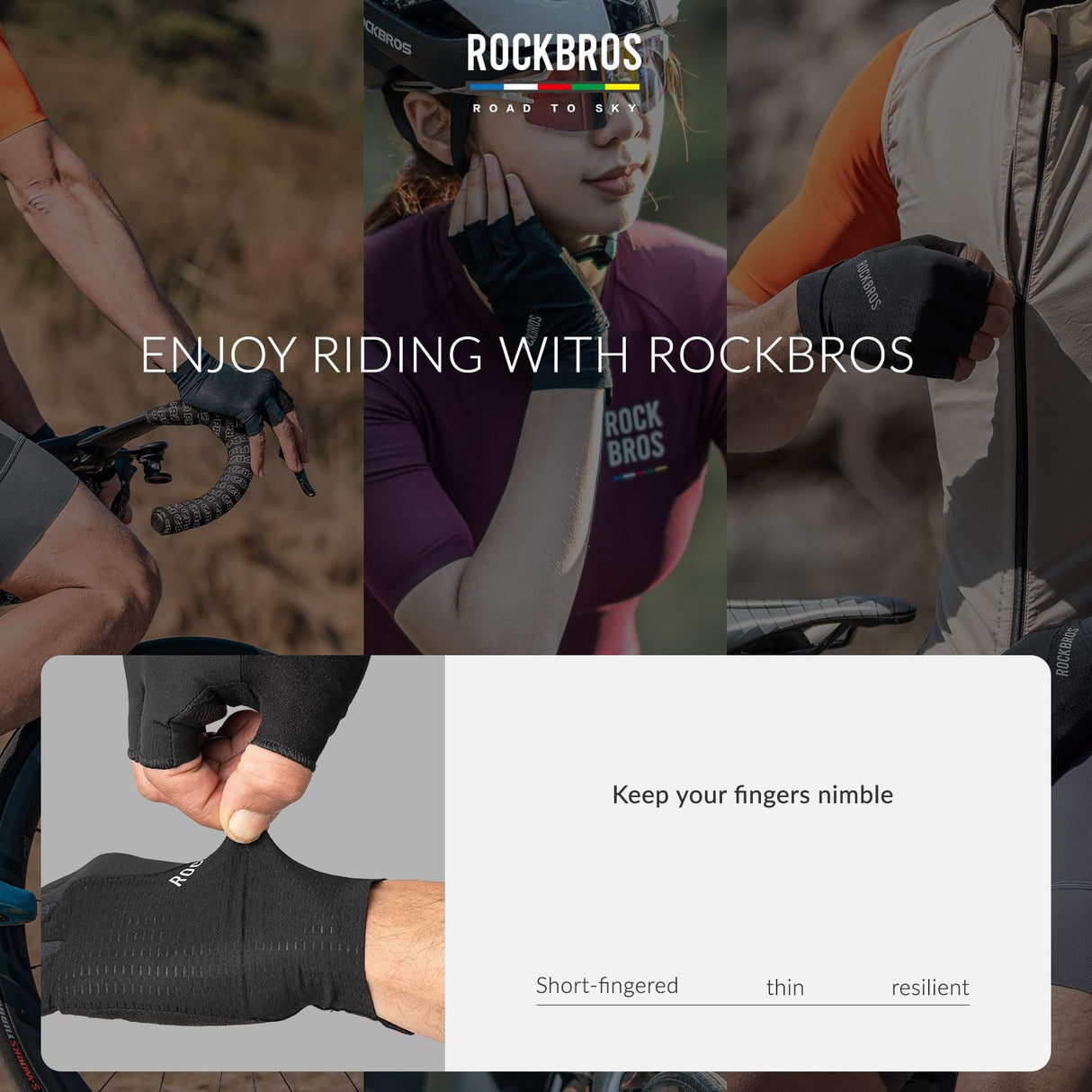 Road To Sky Fahrradhandschuhe – Fingerlose, Atmungsaktive & Reflektierende