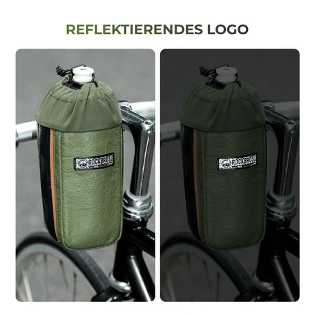 road-to-sky nachhaltige 0,8l fahrrad-wasserflaschentasche aus tyvek® und recycelten reifen