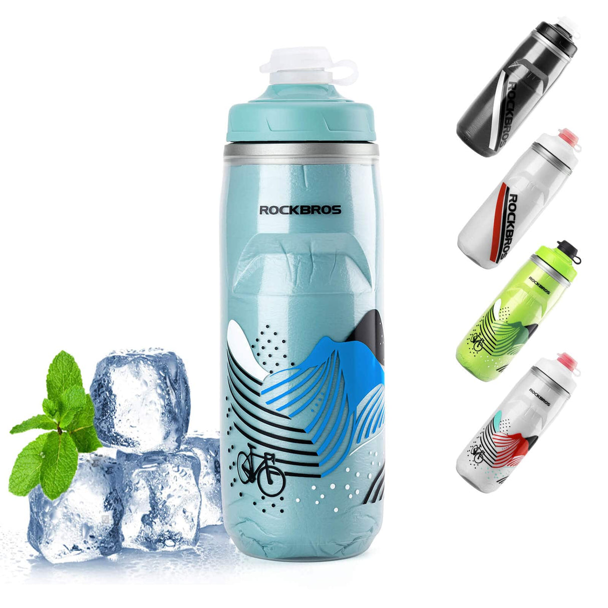 ROCKBROS Fahrradflasche 620 ml Sportflasche mit 5 Stunden Kühlhaltefunktion - ROCKBROS-EU