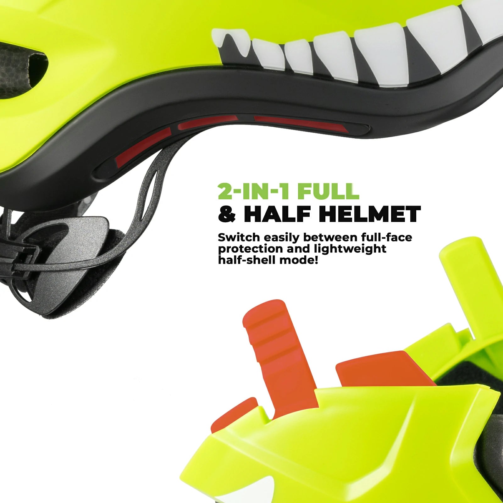 rockbros cartoon integral kinderhelm, 2-in-1 mit einem klick abnehmbarem kinnschutz