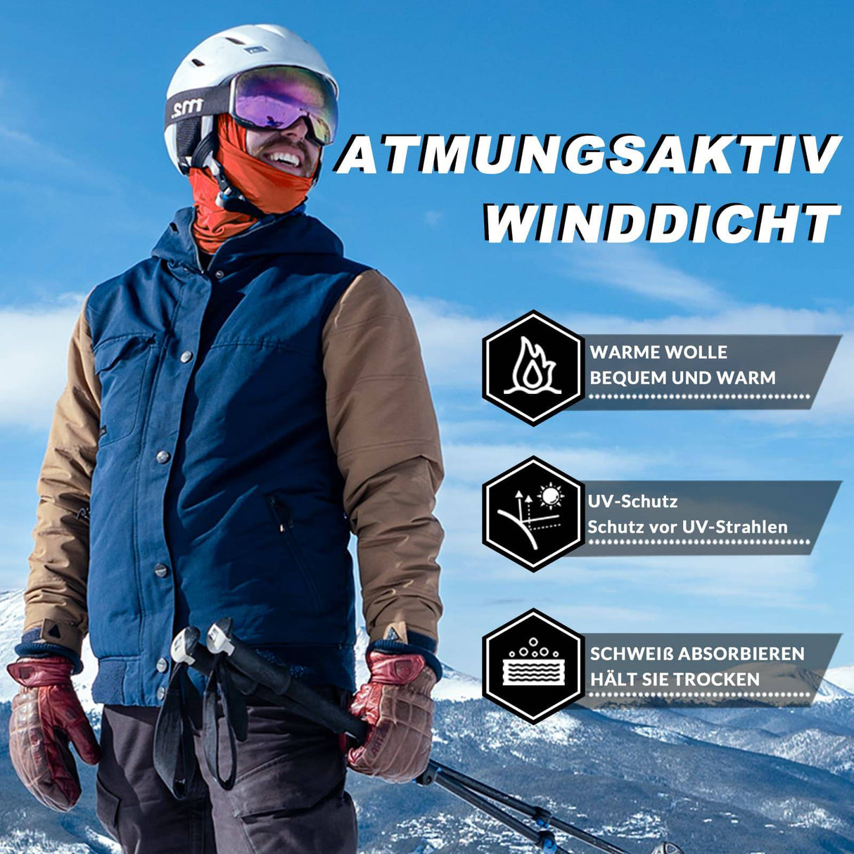 ROCKBROS Sturmhaube Herbst Winter Balaclava für Outdoorsports Unisex - ROCKBROS-EU