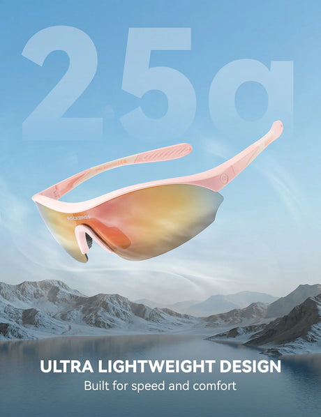 Sports Cycling Sunglasses with 3 Interchangeable#Color_Pink